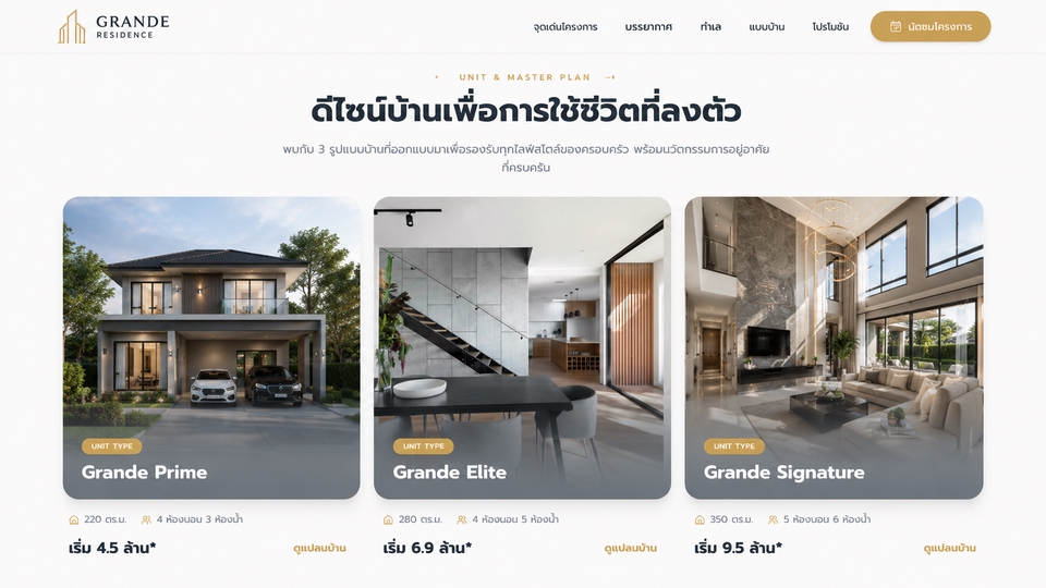 หน้าเว็บธุรกิจ อสังหาริมทรัพย์ / โครงการบ้าน-คอนโด ส่วน ตัวอย่างบ้าน