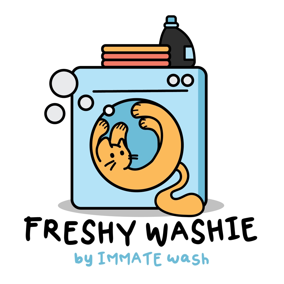 รับออกแบบโลโก้ร้านซักรีดน่ารัก สไตล์มินิมอล Freshy Washie