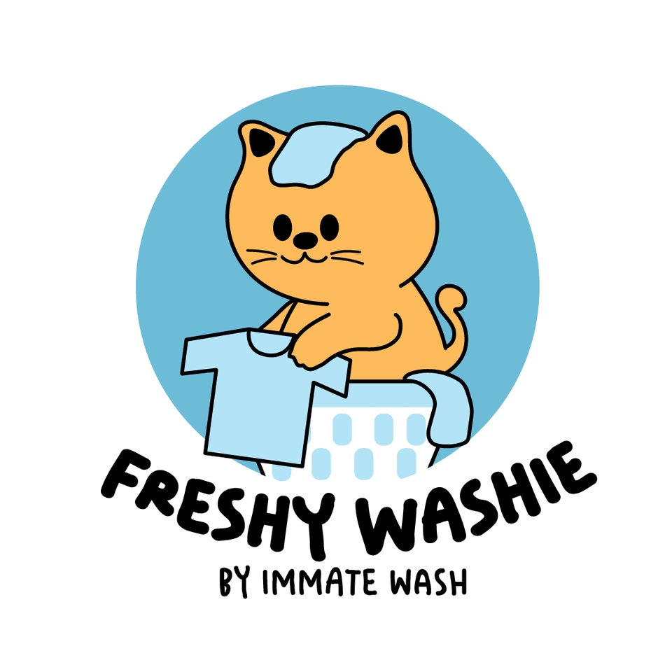 รับออกแบบโลโก้การ์ตูนน่ารัก สไตล์มินิมอล Freshy Washie