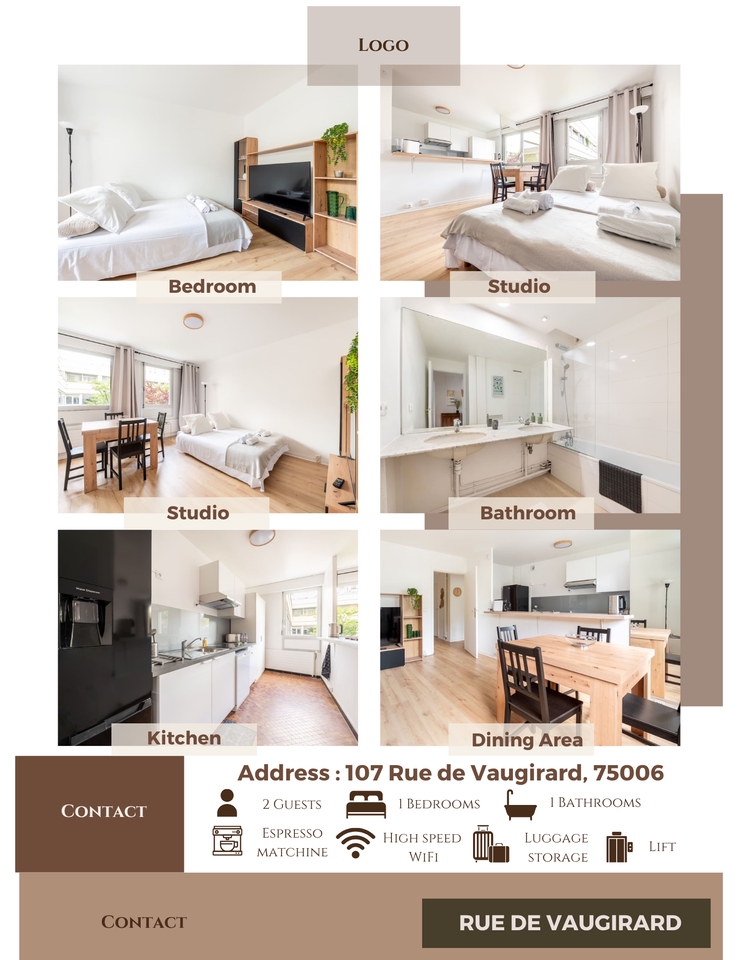 ออกแบบแบนเนอร์เว็บไซต์ที่พักสวย 107 Rue de Vaugirard ปารีส