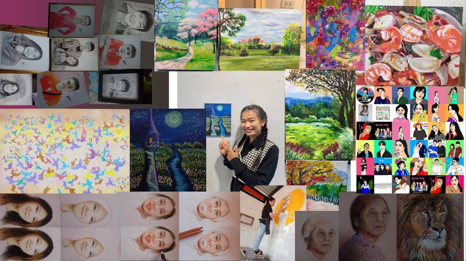 รับวาดภาพเหมือน จากภาพถ่าย ภาพขาว-ดำ และภาพสีไม้ ภาพทิวทัศน์ พร้อมส่ง สอบถามได้นะคะ