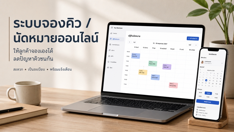 ระบบจองคิวและนัดหมายออนไลน์ ให้ลูกค้าจองเองได้และทีมงานจัดการง่ายขึ้น