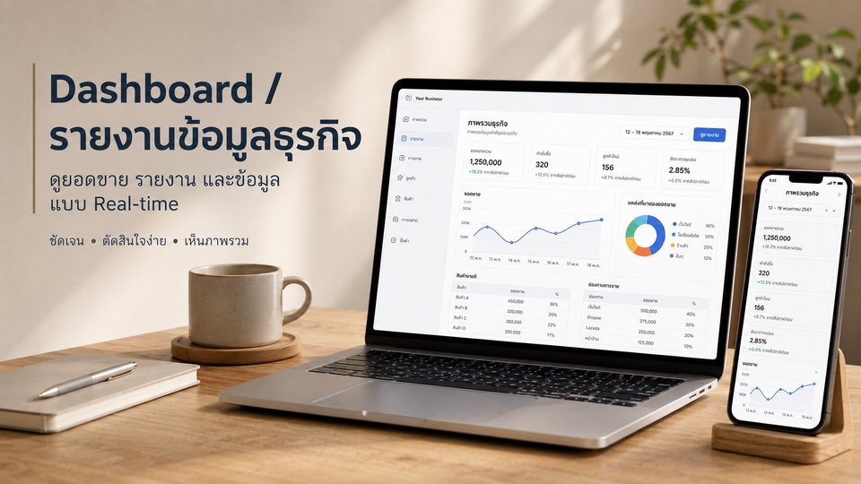 ตัวอย่างระบบหลังบ้านสำหรับจัดการข้อมูล ลูกค้า ออเดอร์ สินค้า และรายงานธุรกิจ
