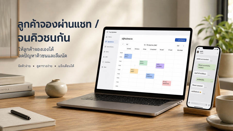 ระบบจองคิวออนไลน์ ให้ลูกค้าจองเอง ชำระเงิน และรับแจ้งเตือนผ่าน LINE หรืออีเมล
