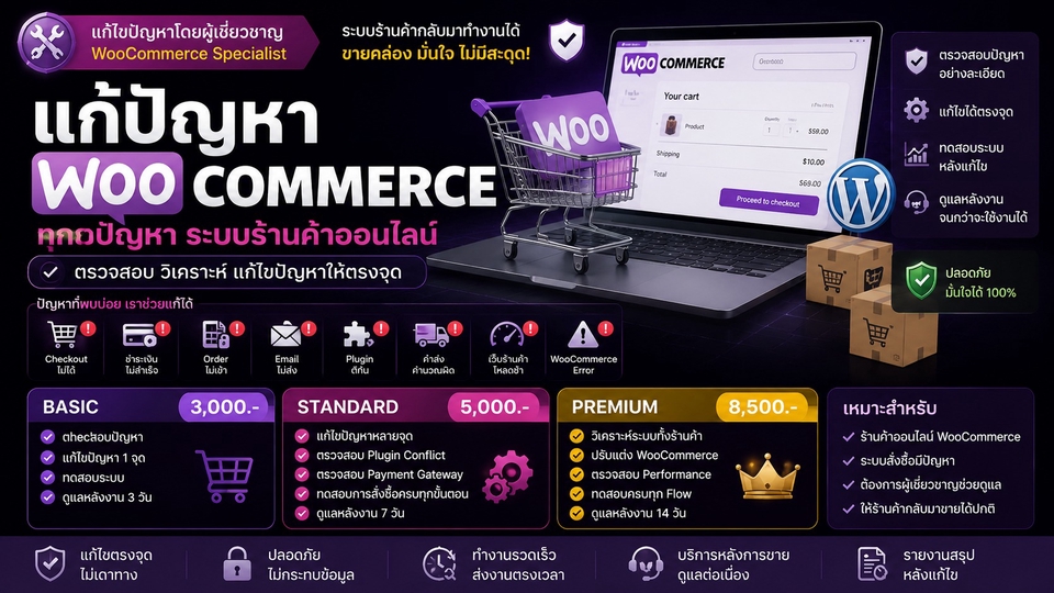 WooCommerce Support แก้ Checkout Error, Payment Error และ Plugin Conflict