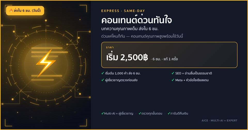 รับเขียนคอนเทนต์ด่วนพิเศษ ส่งภายใน 6 ชม. พร้อมบริการ SEO และ Meta คำคมโดนใจ