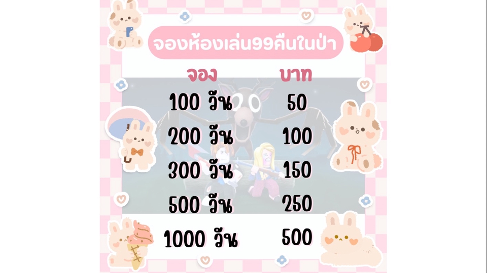 จำนวนวันที่จะจองเล่นเกม ว่าอยากเล่นถึงกี่วันและเรทราคาเท่าไร