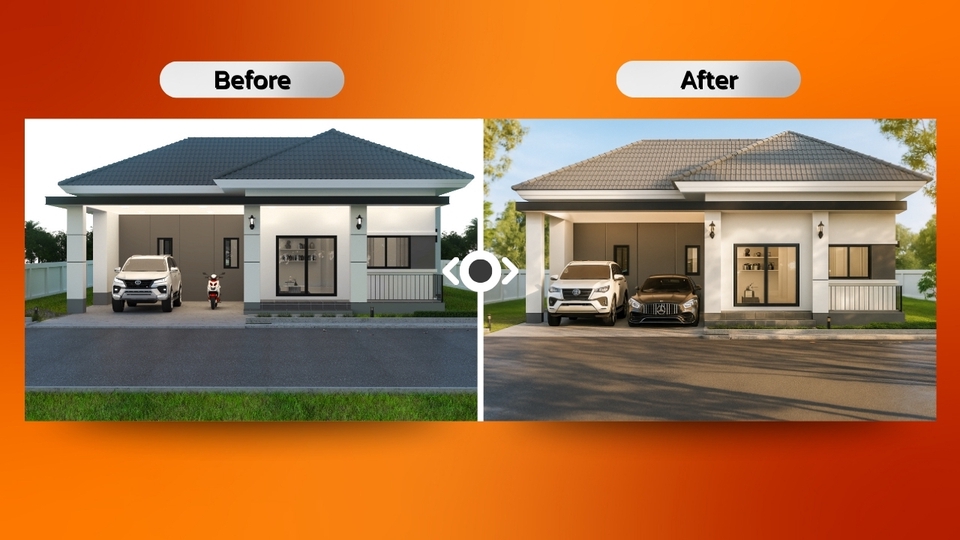 รับแต่งรูปภาพบ้านสวยด้วยPhotoshop ก่อนและหลัง