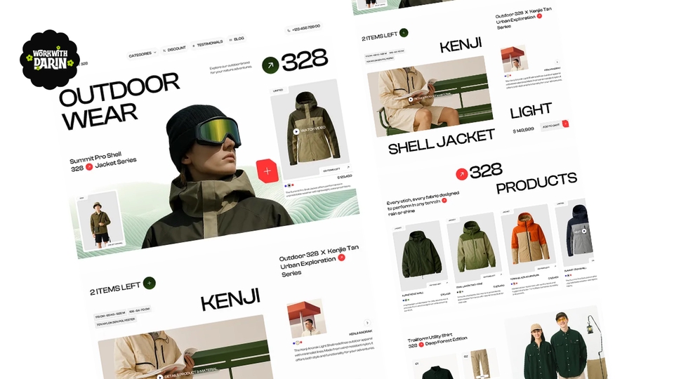 รับทำเว็บไซต์ขายของออนไลน์ แสดงสินค้าแฟชั่น Outdoor Wear ดีไซน์ทันสมัย เว็บขายเสื้อผ้า