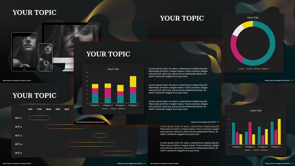 Business presentation slide design for investor pitch with clear structure and modern layout
