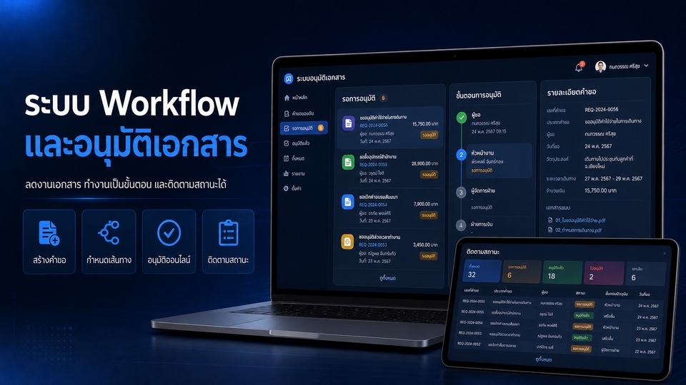 ระบบ Workflow อนุมัติเอกสาร ลดงานเอกสาร ติดตามสถานะ และทำงานเป็นขั้นตอน