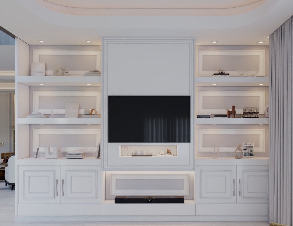 Living Room, Furniture Built in
