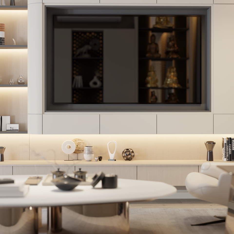 Living Room, Furniture Built in
