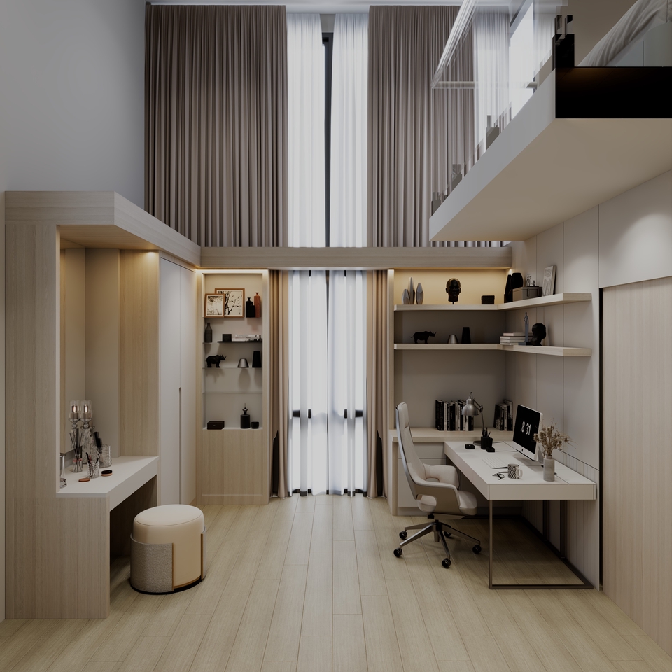 Living Room, Furniture Built in