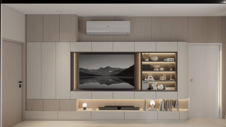 Living Room, Furniture Built in