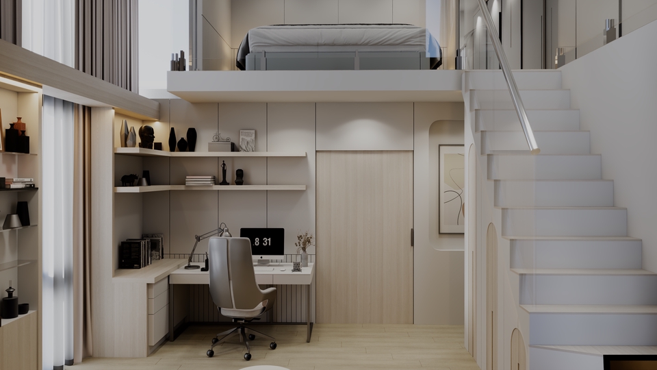 Living Room, Furniture Built in