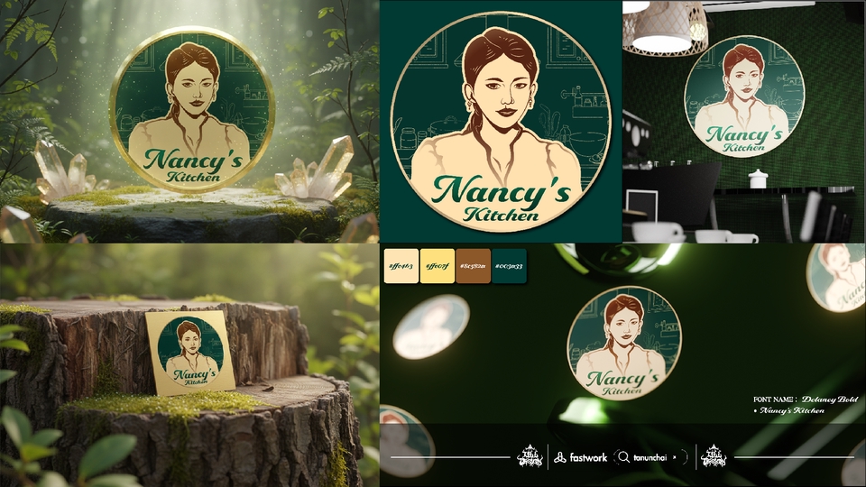 รับออกแบบโลโก้ร้านอาหาร สวยงามทันสมัย ออกแบบโลโก้ minimal สไตล์มินิมอล โลโก้ Nancy's Kitchen