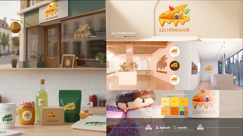 รับออกแบบโลโก้ร้านอาหาร, ออกแบบโลโก้ขนมอบ 222 Homemade
