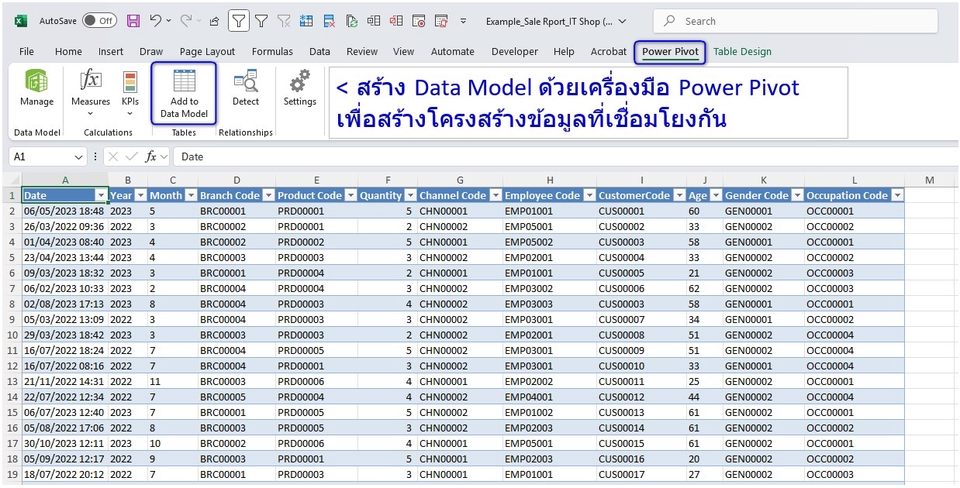 วิเคราะห์ข้อมูลด้วย Power Pivot สร้าง Data Model