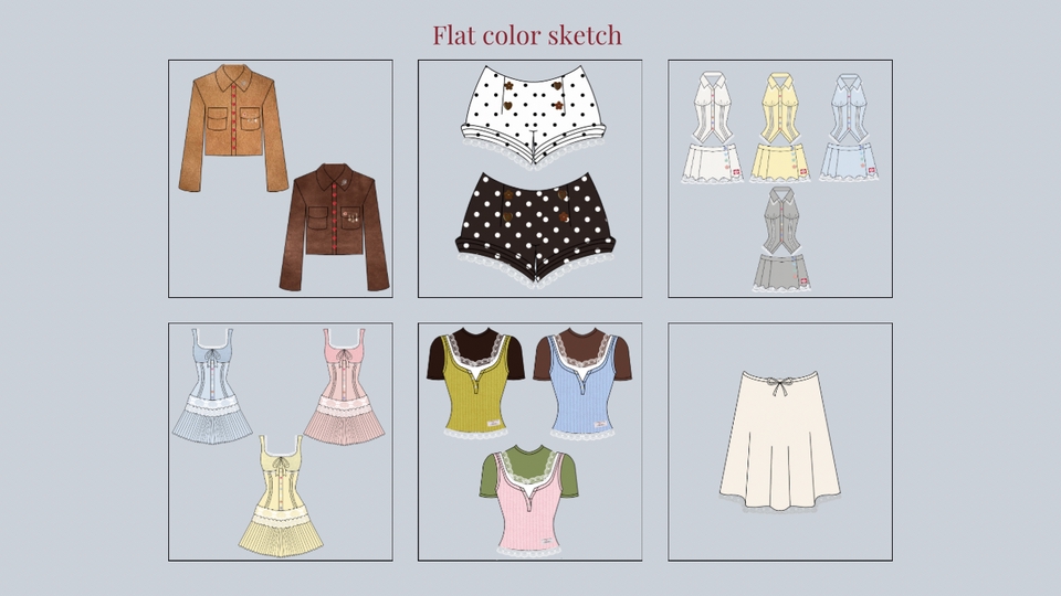 รับออกแบบเสื้อผ้าแฟชั่นสไตล์ต่างๆ แบบร่างสีพื้น