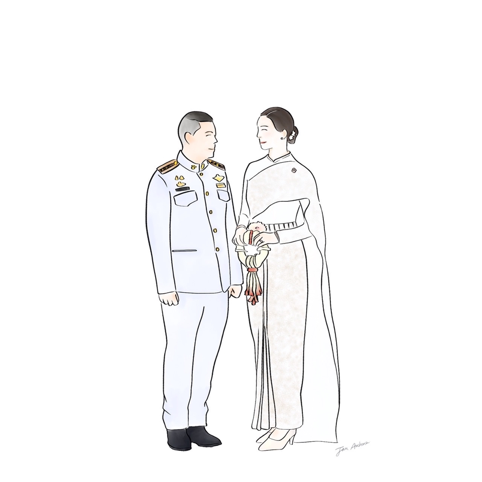 Couple Portrait (Soft Watercolor) แบบมีลายเส้น ภาพจะมีความคมขึ้นมาอีกนิด