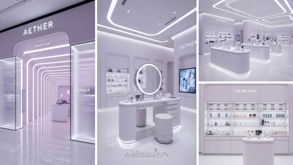 รับออกแบบตกแต่งภายในร้านเครื่องสำอางค์สไตล์โมเดิร์น สวยหรู