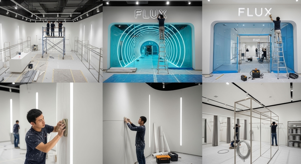 รับออกแบบตกแต่งภายในร้านค้าFlux รีโนเวทบูธ ออกแบบร้านสวย