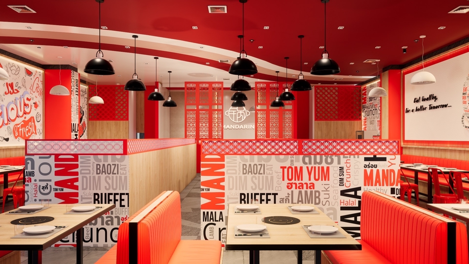 รับออกแบบร้านอาหารสไตล์จีนโมเดิร์น ตกแต่งภายในสวยหรู
