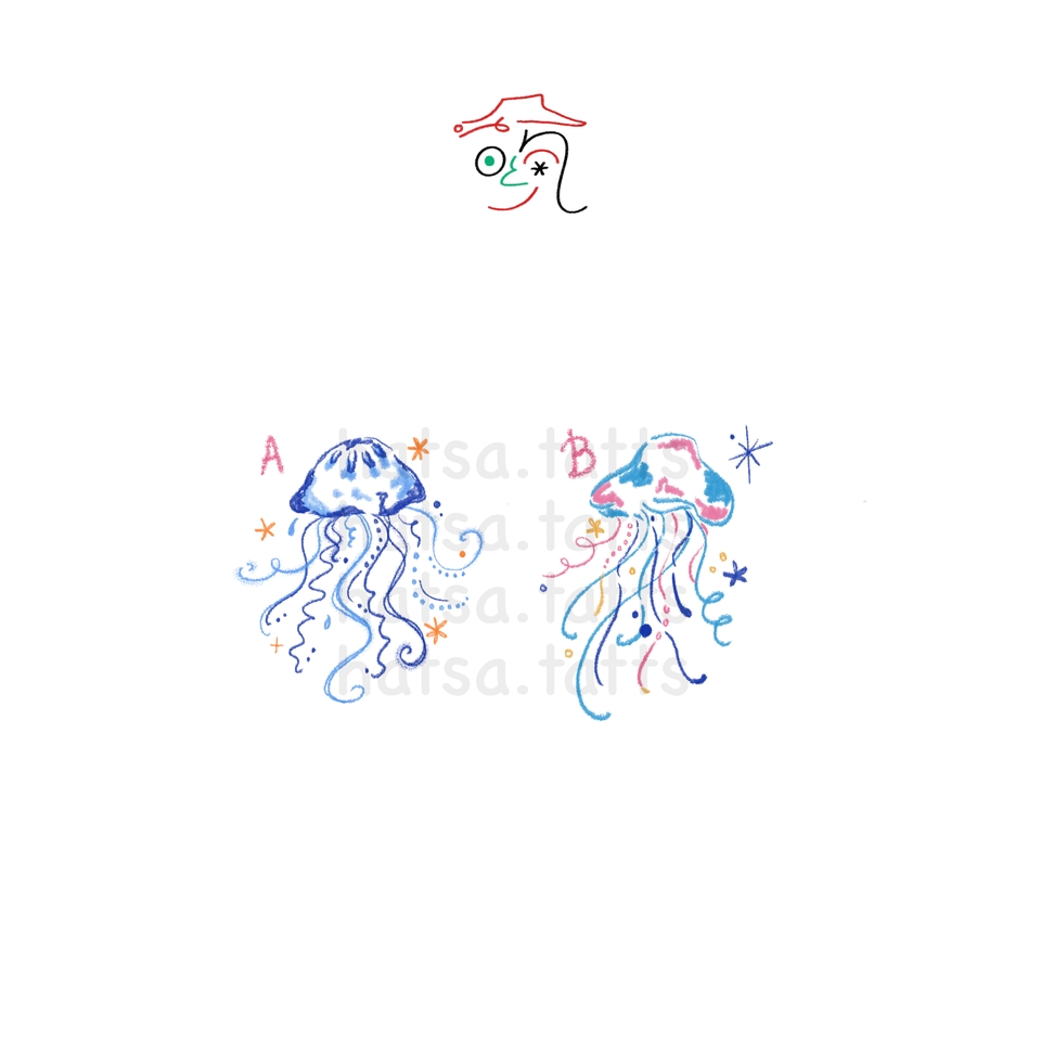 ออกแบบลายสักแมงกะพรุนสีน้ำทะเลสวยๆ