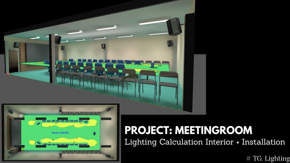 ออกแบบแสงสว่างในบ้านสำหรับห้องประชุมพร้อมคำนวณแสงสว่างภายในอาคาร