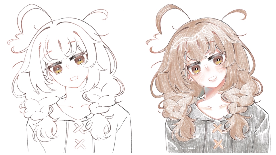 วาดภาพโทนอบอุ่น ลายเส้นนุ่ม สีพาสเทล เหมาะสำหรับทำเป็นรูปโปรไฟล์หรือส่งเป็นของขวัญ 💖✨