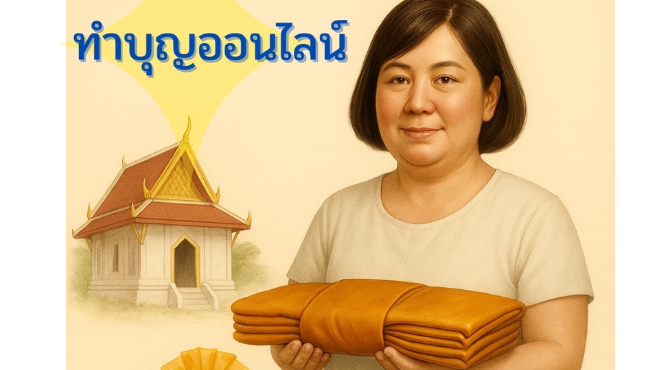 รับ ทำบุญออนไลน์ จัดถวาย ผ้าไตร สังฆทาน ธูปเทียน แผ่นทองคำเปลว