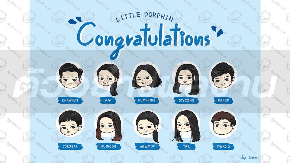 รับวาดรูปการ์ตูนน่ารัก สไตล์จิบิ อนิเมะ วาดภาพการ์ตูนกลุ่มเพื่อน