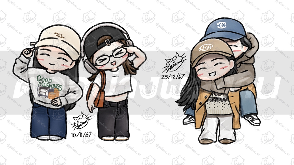 รับวาดการ์ตูนน่ารัก สไตล์อนิเมะ จิบิ ภาพวาดการ์ตูนสีน้ำ วาดรูปการ์ตูนญี่ปุ่น