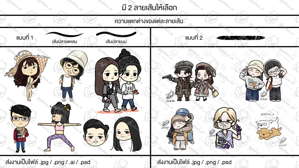 รับวาดรูปการ์ตูนน่ารัก สไตล์อนิเมะ จิบิ มินิมอล ลายเส้นสวย