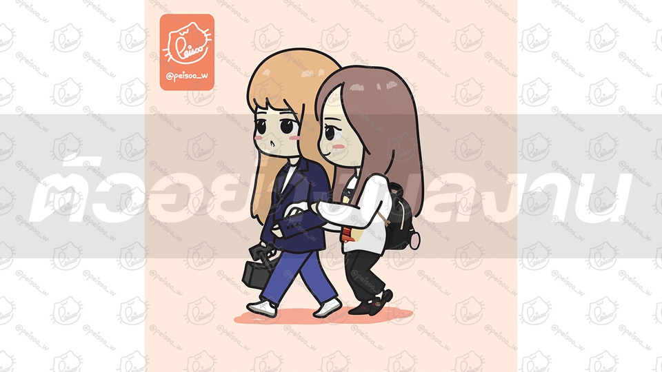 รับวาดการ์ตูนน่ารัก สไตล์อนิเมะ จิบิ วาดรูปการ์ตูนคู่