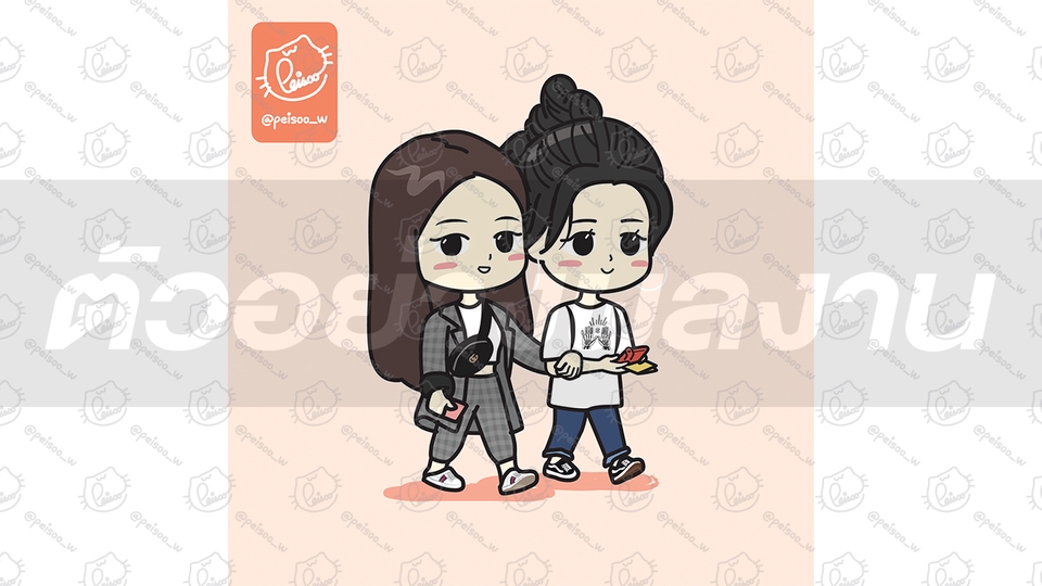 รับวาดรูปการ์ตูนน่ารัก สไตล์อนิเมะ วาดจิบิ คู่รัก