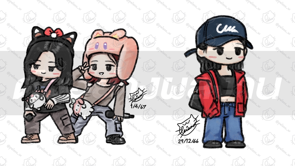รับวาดการ์ตูนน่ารัก สไตล์จิบิ อนิเมะ วาดรูปการ์ตูนภาพประกอบ