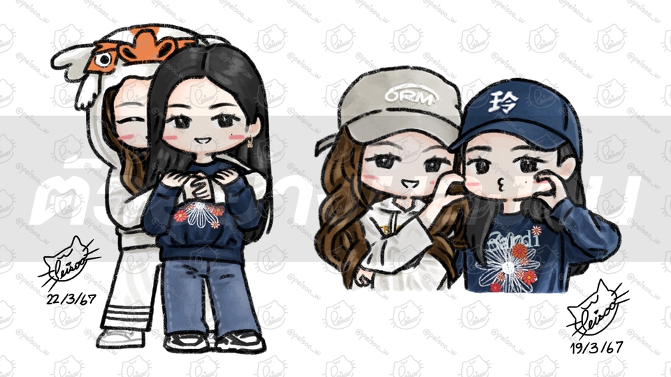รับวาดการ์ตูนน่ารัก สไตล์อนิเมะ จิบิ มินิมอล ภาพวาดสีน้ำ ราคาถูก
