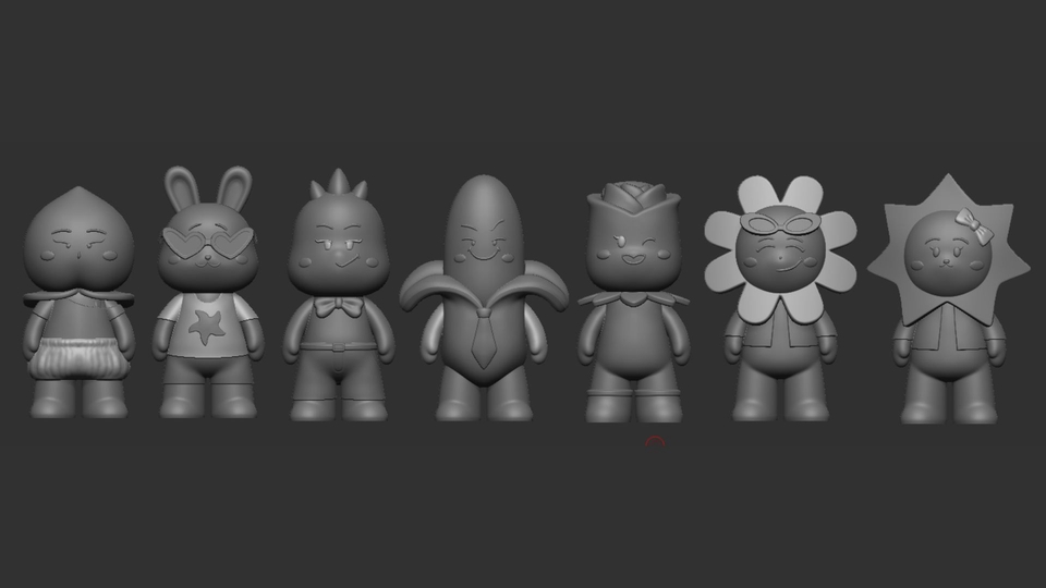 รับผลิต Art Toy คาแรคเตอร์ผลไม้และดอกไม้ น่ารักพร้อมรับจ้างทำโมเดล 3 มิติ