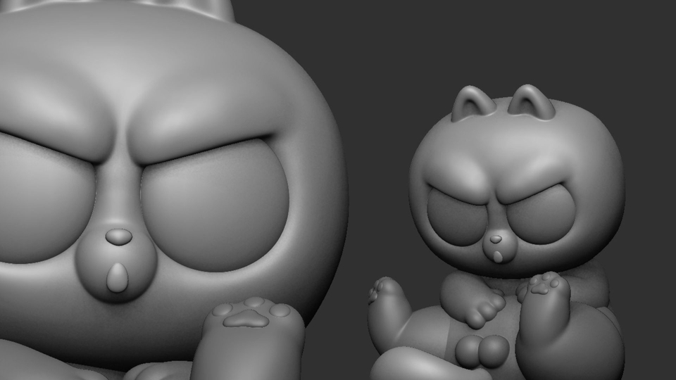 รับผลิต Art Toy โมเดลคาแรคเตอร์แมวหน้าบึ้ง สไตล์มินิมอล ของเล่นสะสม