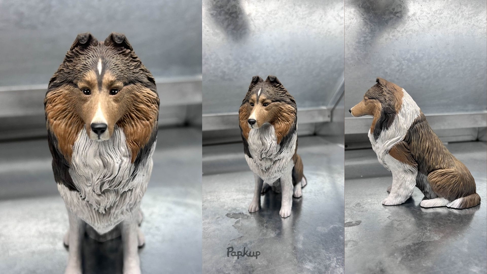 รับผลิต Art Toy โมเดลหมาพันธุ์สก็อตติช เชพเพิร์ดทำจากเรซิ่น งานฝีมือ ตุ๊กตาหมาของเล่น