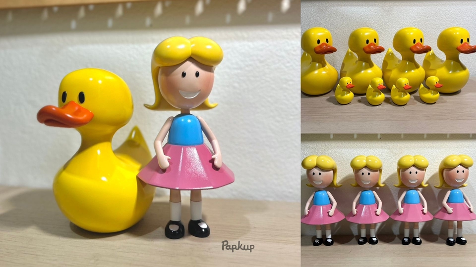 รับผลิต Art Toy ตุ๊กตาเป็ดยาง ตุ๊กตาเด็กผู้หญิงน่ารัก งานคราฟต์ ของเล่นสะสม