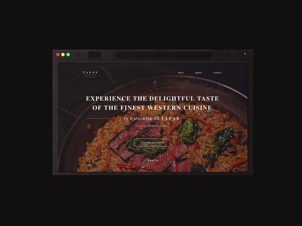 รับออกแบบเว็บไซต์ร้านอาหาร UI UX สวยงาม Tapas Bangkok