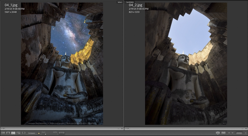 รับตัดต่อภาพพระพุทธรูปภายใต้หมู่ดาว เน้นแต่งภาพโดยใช้ Photoshop เพิ่มความคมชัดและความสวยงาม