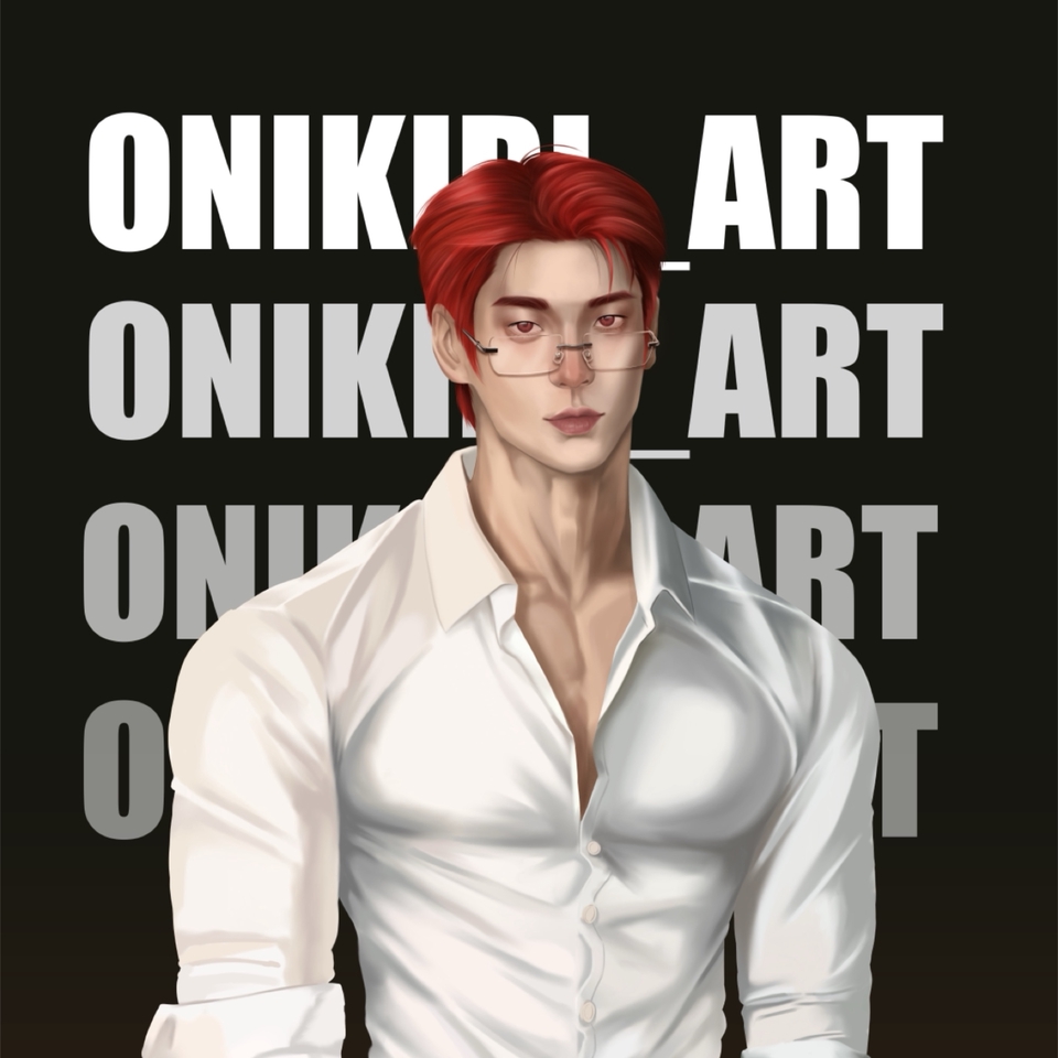 รับวาดรูปภาพประกอบดิจิตอลเพ้นท์สไตล์อนิเมะ ชายหนุ่มผมแดง