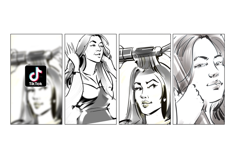 ภาพวาดของผู้หญิงกําลังทําผม #tiktok #socialmedia #viral