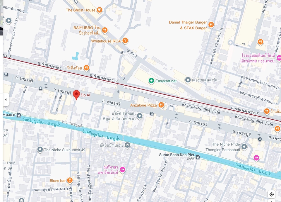รับทำ google my business ปักหมุดร้านอาหารใน google map แสดงตำแหน่ง Zip AI บนแผนที่ เขตวัฒนา กรุงเทพฯ